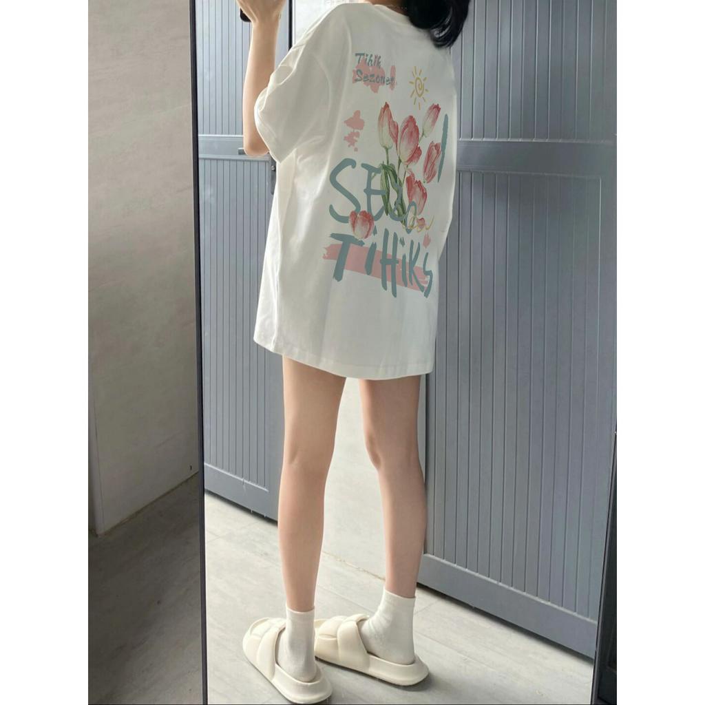 Áo Thun Nữ Ngắn Tay Cổ Tròn Form Rộng Thời Trang