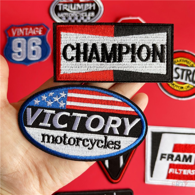 ☸ Miếng Dán Ủi Cho Động Cơ Xe Mô Tô ☸ 1 Miếng Vá Quần Áo Hình Huy Hiệu