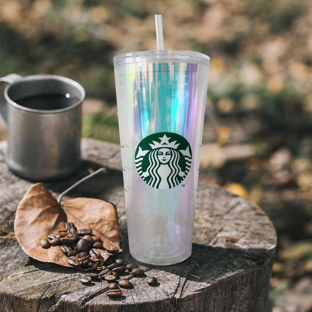 710ml/24oz Starbucks Trong Suốt Rõ Ràng Aurora Cốc Nhựa Cốc Rơm với Nắp