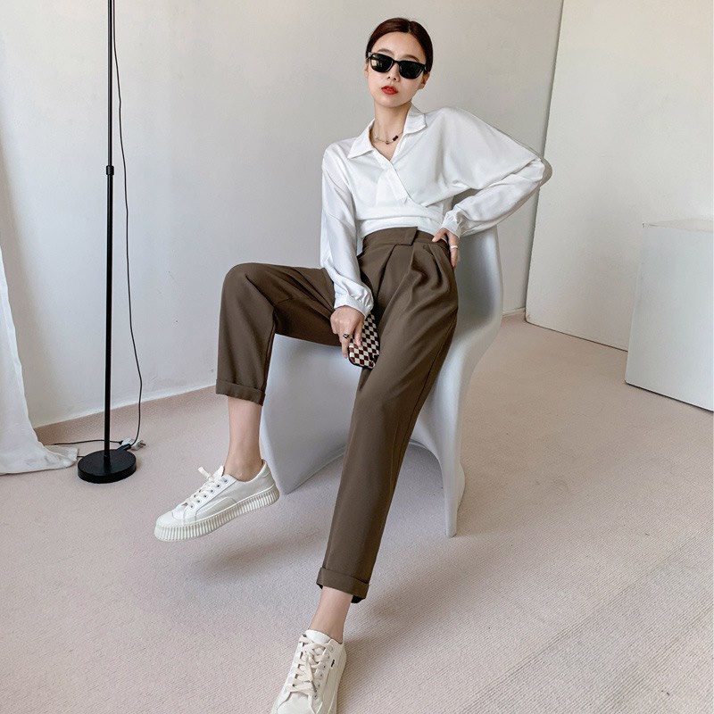 Quần tây baggy  công sở, Quần âu baggy nữ cạp nhám