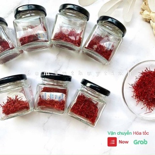 Hũ thủy tinh/ Lọ thủy tinh vuông nắp nhôm xoáy đựng saffron, mật ong 50ml