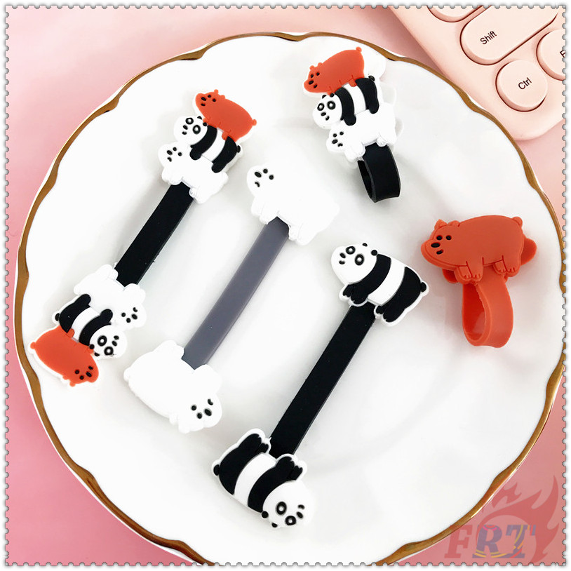 ◐ Dây Quấn Cáp Hình Gấu Đáng Yêu ◑ 1 Kẹp Giữ Dây Cáp Tai Nghe Gọn Gàng Bằng Silicon Hình Gấu Trúc/Gấu Băng Hoạt Hình