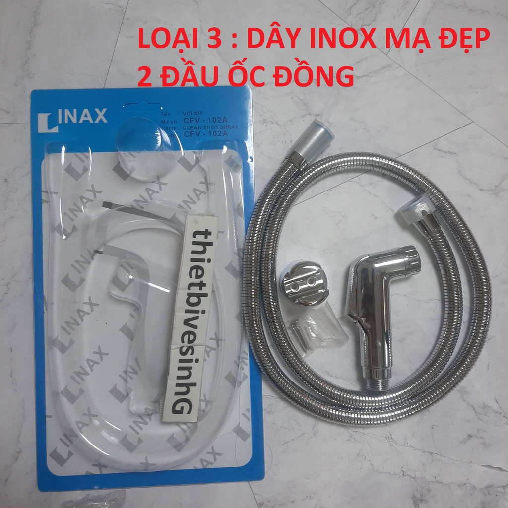 Bộ xịt vệ sinh INAX Inox đầu vòi xịt và dây ti đồng- bộ xịt toilet Linax