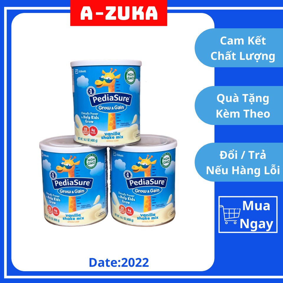 [ HOT] COMBO 3 lon Sữa Pediasure GROW &GAIN MỸ 400g, Vị Vani - AZUKA Shop