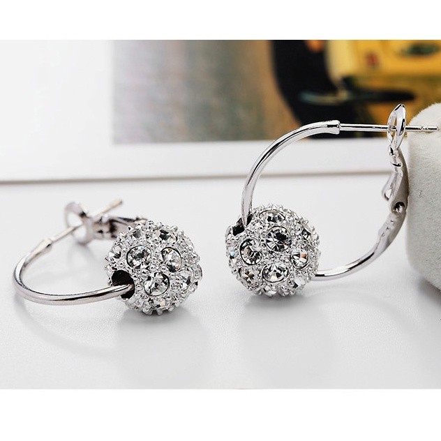 Đôi bông tai đính quả cầu pha lê thời trang cho nữ