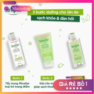 Combo Simple Sữa rửa mặt, Nước tẩy trang, Nước hoa hồng ❤Maziishop