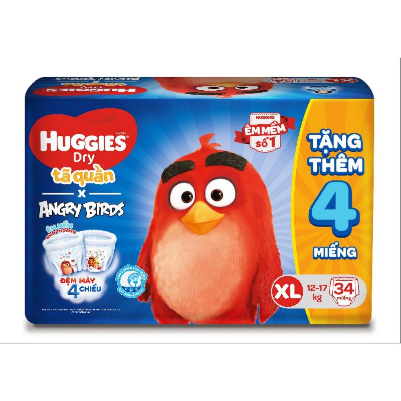 Tã quần Huggies Dry XL34/M42/L38/XXL30 quà tặng mẫu mới