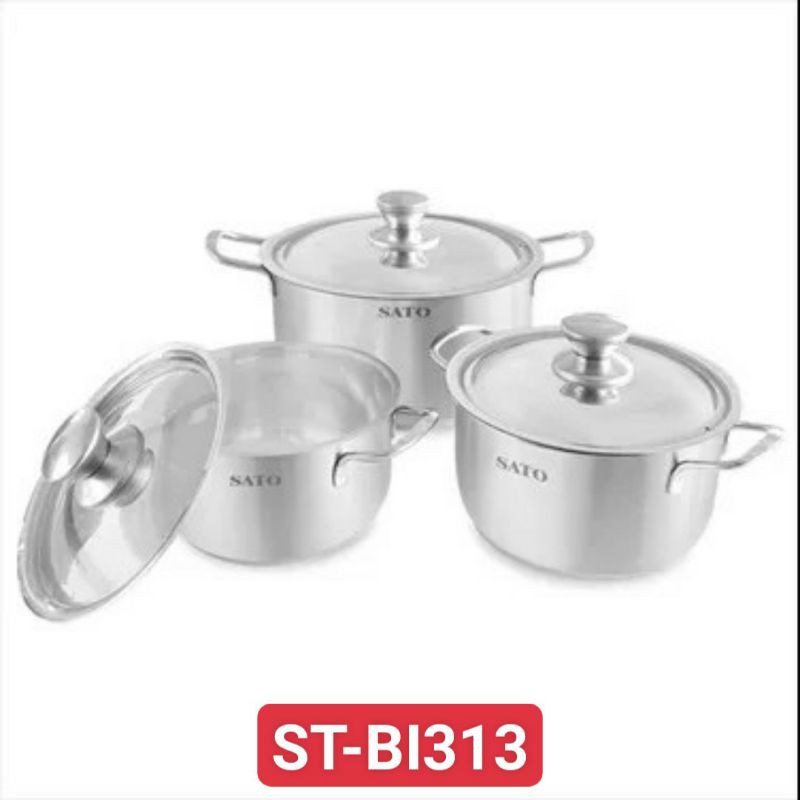 Bộ nồi inox 3 đáy SATO ST-BI313