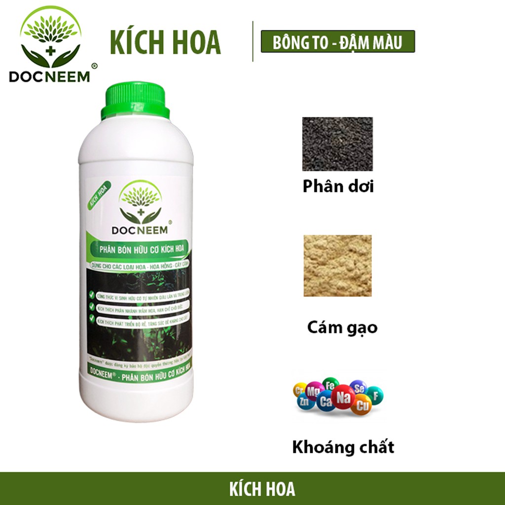 Combo Phân bón hữu cơ toàn diện cho hoa hồng, cây cảnh, 3 lít, giúp cây nhiều mầm, sai hoa, chính hãng DOCNEEM