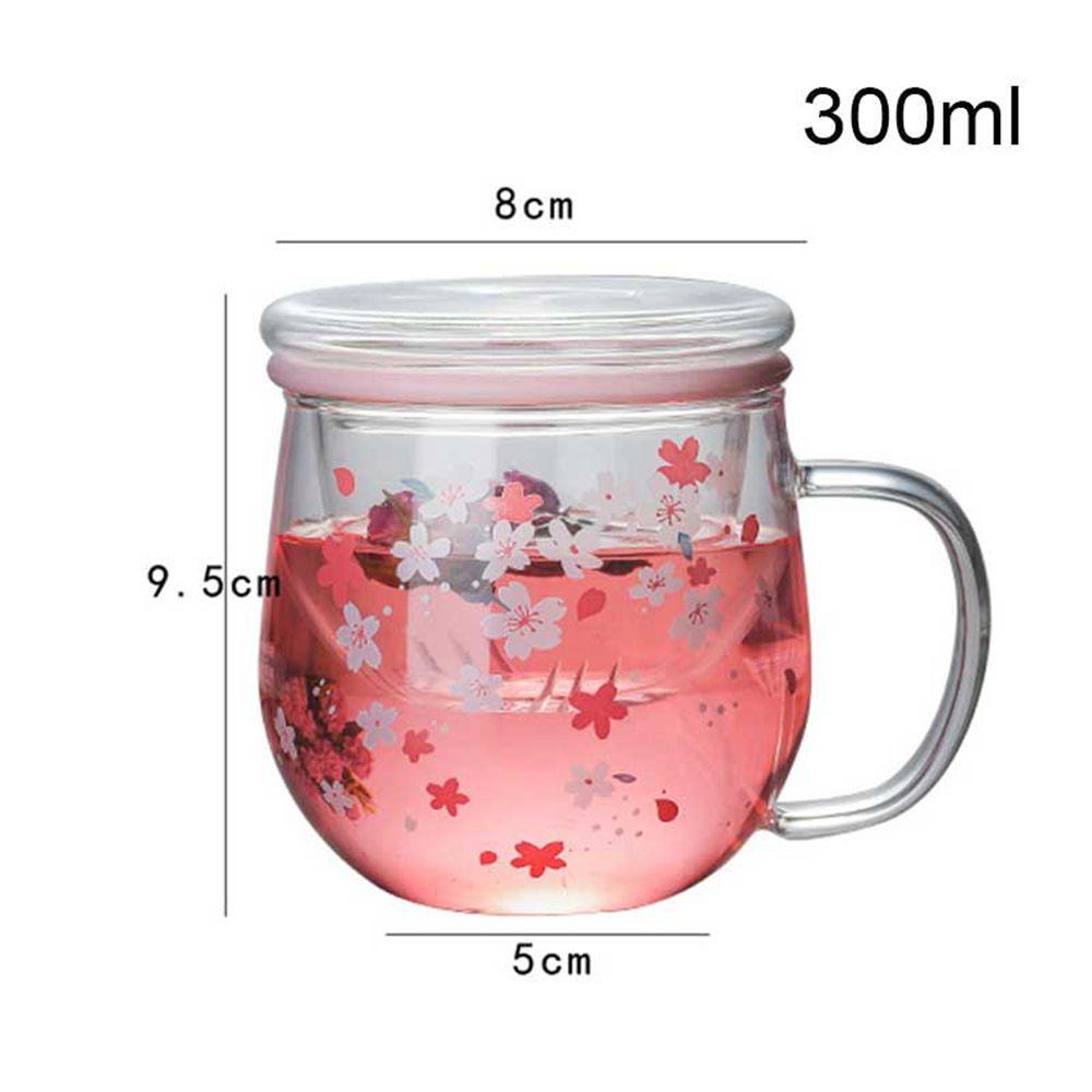 Cốc Thủy Tinh Chịu Nhiệt Có Ngăn Lọc Trà / Cà Phê / Sữa / Nước Ép Hoa Anh Đào