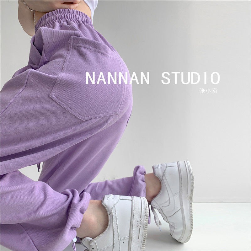 Quần dài thể thao ống rộng lưng rút dây thời trang mùa hè cho nữ