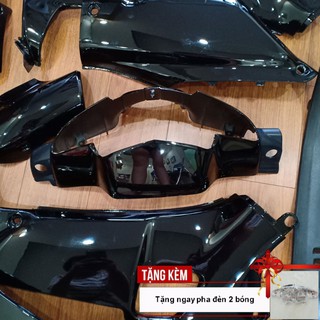 Dàn áo xe Wave Alpha - wave zx - wave 110 đời 2002 đến 2006 dòng pha 2 bóng,nhựa ABS nguyên sinh màu Đen - tặng pha đèn