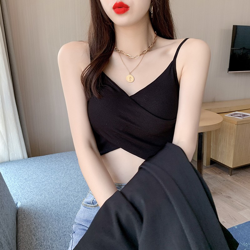 [Kèm Video SP] Áo Hai Dây Nữ Cao Cấp Thun Tăm Vạt Chéo Trơn Màu Dáng Basic Phong Cách Thời Trang Sugal TOP NU 018V6