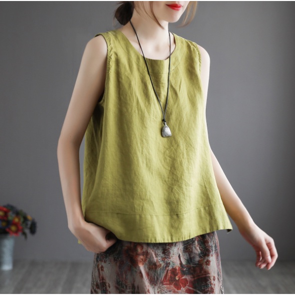 Áo ba lỗ nữ cổ tròn Thu Hà áo đũi sát nách chất liệu mềm mịn thoáng mát, full size từ 40 đến 95kg AKH.05