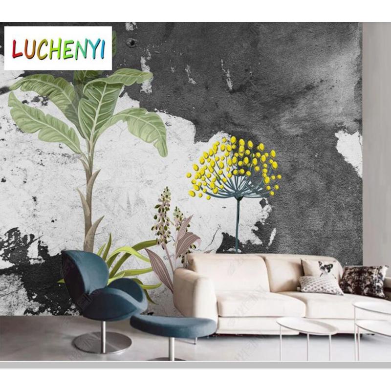 Giấy Dán Tường Họa Tiết Lá Cây 3d Trừu Tượng Phong Cách Bắc Âu Trang Trí Nội Thất