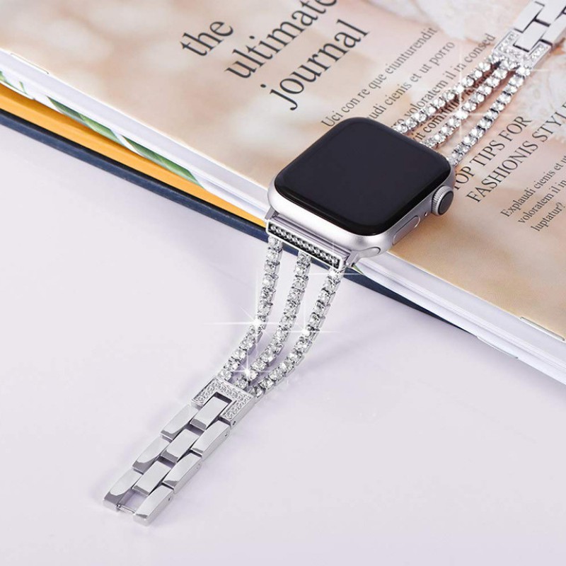 Dây Đeo Đồng Hồ APPLE WATCH Đính Đá Sang Trọng chất liệu Thép không Gỉ 6/5/4/3/2/1 38mm/ 40mm/ 42mm/44mm LH10