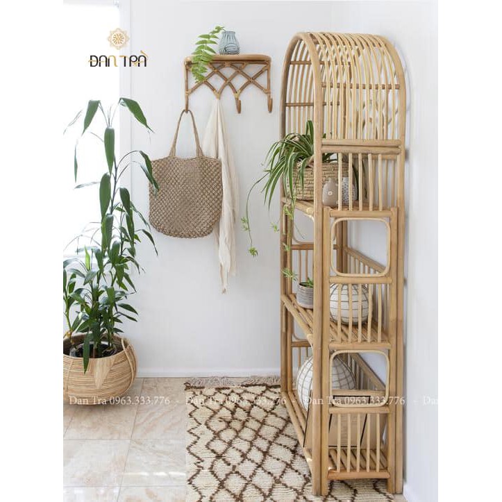Kệ Mây Tia Nắng, Kệ Tủ Mây Đựng Sách Vòm Size 1m6, Kệ Mây Trang Trí, Kệ Mây Giá Rẻ, Kệ Mây ĐAN TRÀ, Nội Thất Mây Tre Đan