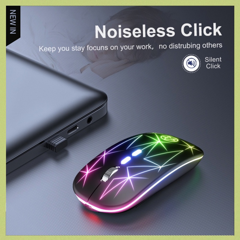 Chuột không dây A20 2.4Ghz 5 nút bấm có đèn LED RGB kèm sạc USB