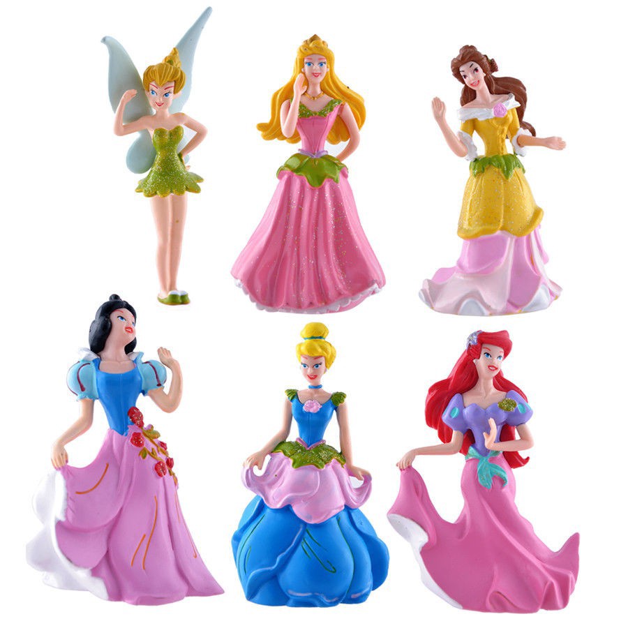 6pcs Disney công chúa Belle Cô bé Lọ Lem Playset Cake Topper Hình Set Đồ chơi Quà tặng