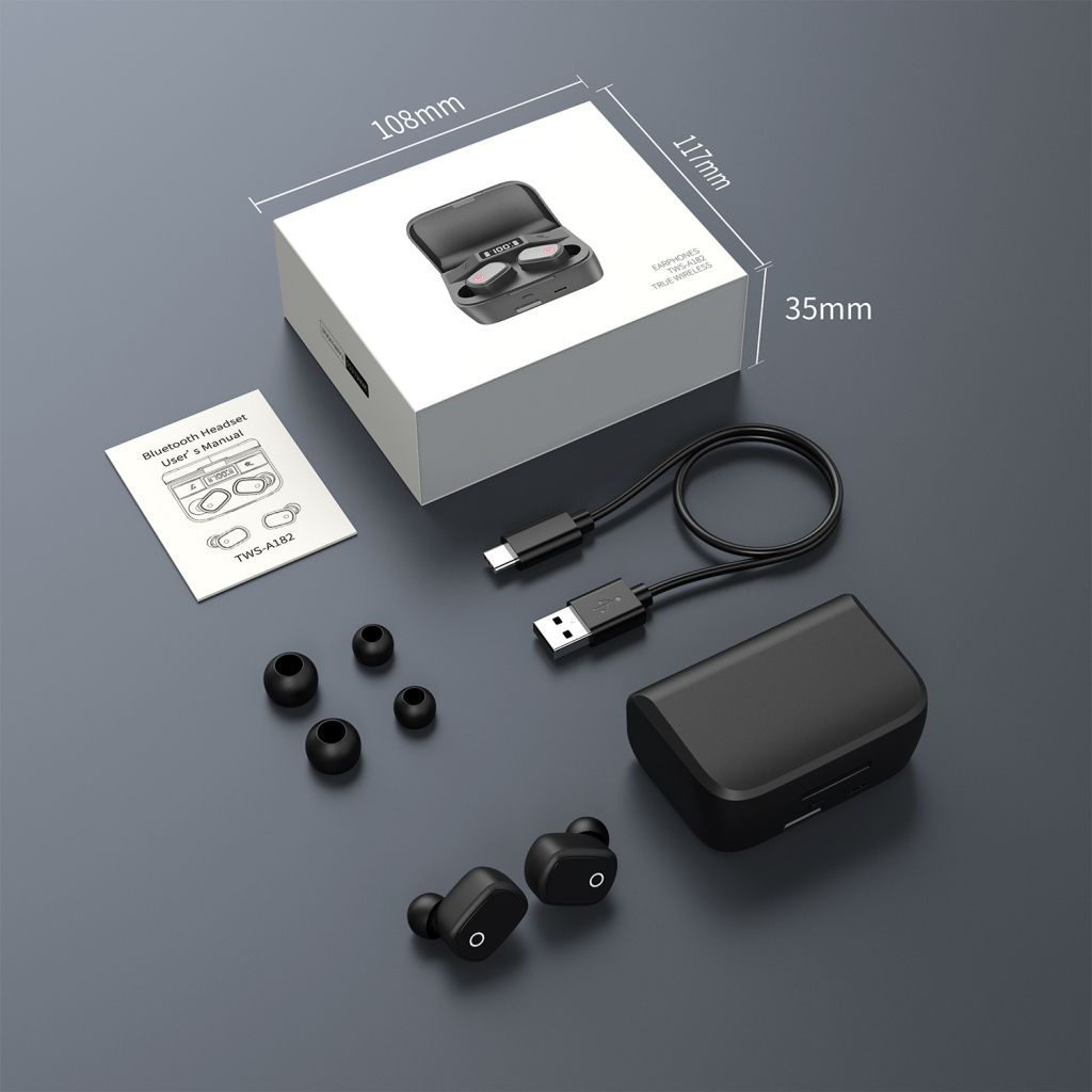 Earbuds TWS Earphones A182 Mini Wireless Bluetooth Headphone With Microphone