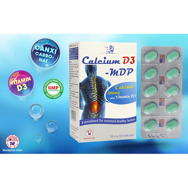 Calcium D3 MDP - Bổ sung canxi, vitamin D3 cho bà bầu và phát triển chiều cao cho trẻ (Hộp 100 viên) | Thế Giới Skin Care