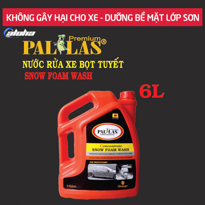 PALLAS snow-foam wash 6Ldung dịch rửa xe bọt tuyết, nước rửa xe tạo bọt làm sạch và bảo dưỡng mặt sơn xemáy,ô tô-P-6001