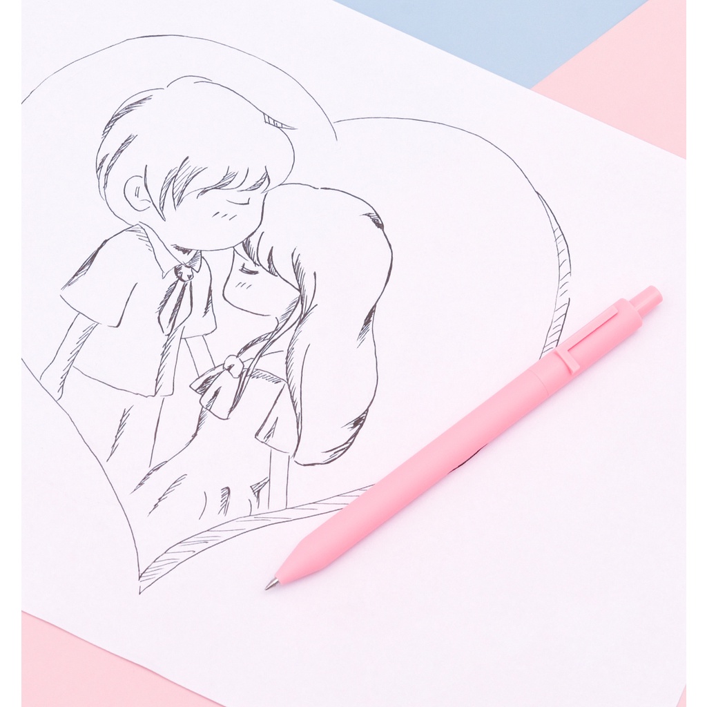 Bộ 5 bút gel Kaco LOVE mực đen ngòi 0,5mm