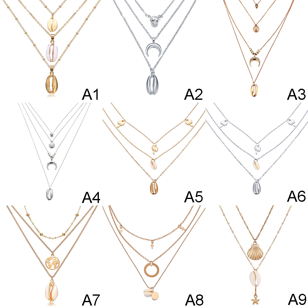 Vòng cổ hợp kim mặt vỏ sò nhiều kiểu dáng thời trang Hàn Quốc cho nữ