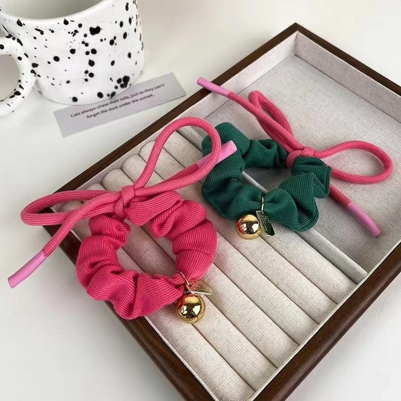 Dây Cột Tóc Cao Su Phối Chuông Và Nơ Dễ Thương