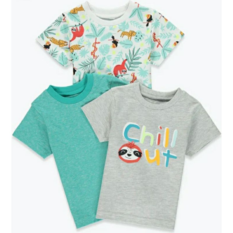Set 3 áo cộc tay bé trai tông xanh bạc hà Mat.alan UK A.uth size 9/12m đến 3/4y