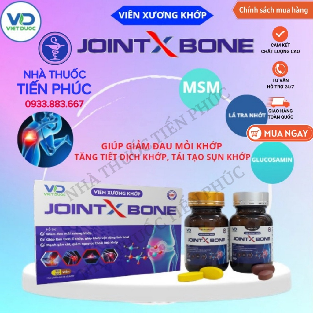 XƯƠNG KHỚP JOINTXBONE VIỆT DƯỢC - Hỗ trợ giảm đau mỏi xương khớp, làm trơn ổ khớp, thoái hóa khớp - Nhà thuốc Tiến Phúc