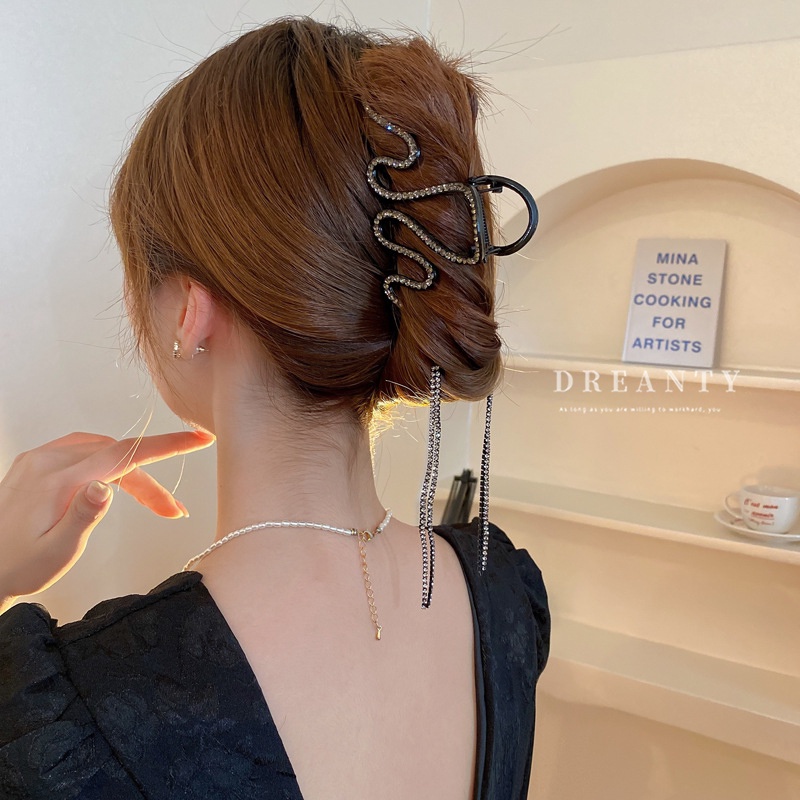 Kẹp Tóc Đính Đá Tua Rua Phong Cách Thời Trang Pháp