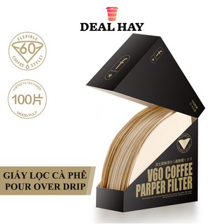 Hộp 100 giấy lọc cà phê pha cold brew pour over drip v60 coffee parper filter