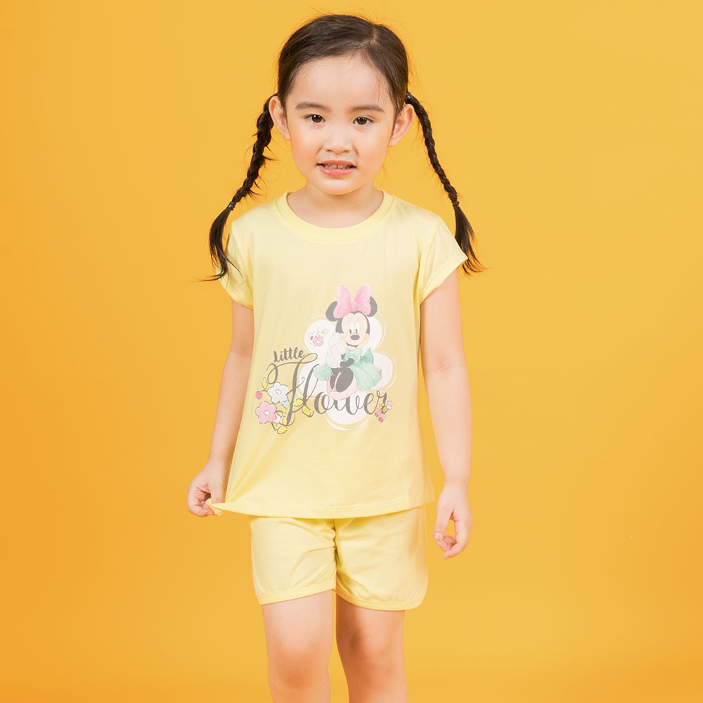 Bộ quần áo thun ngắn chất liệu cotton/chất liệu rayon bé gái Rabity 5151