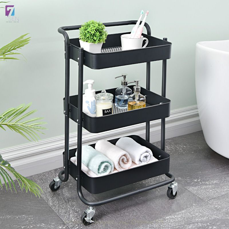 Kệ Xe Đẩy 3 Tầng Có Bánh Xe Đa Năng Để Bỉm Sữa, Kệ Để Đồ Nhà Bếp, Xe Đẩy Spa