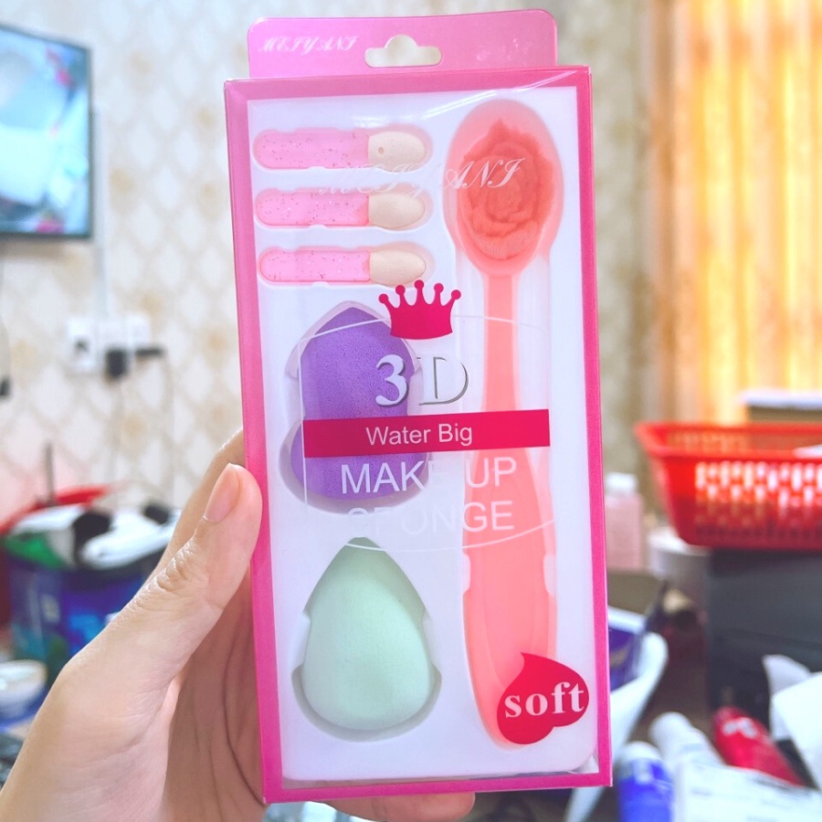 Set Mút Và Cọ Tán Nền 3D Water Big Makeup Sponge