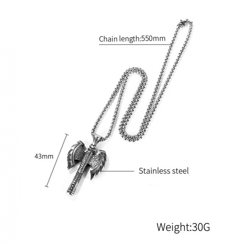 Vòng cổ Thép Titan Mặt Hình Chiếc Rìu Đôi Thời Trang Cho Nam