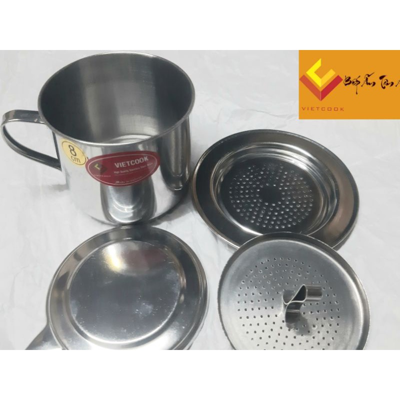 (Chính Hãng )Phin pha cafe inox Vietcook size 6,7,8 cm ,Phin cafe inox có quai  hàng việt nam đảm bảo chất lượng