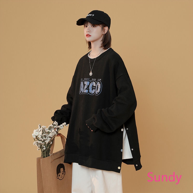 Áo sweater plus size tay dài dáng rộng phong cách thời trang hàn quốc cho nữ