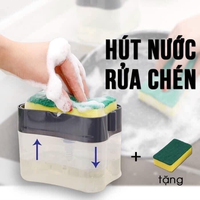 Hộp đựng nước rửa chén và miếng rửa chén bát 2 in 1 khay xà phòng