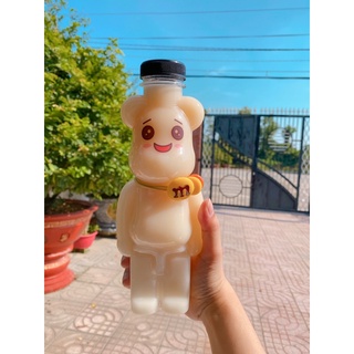 10 Chai gấu kèm nắp 550ml / chai + tem dán dể thương miệng rộng