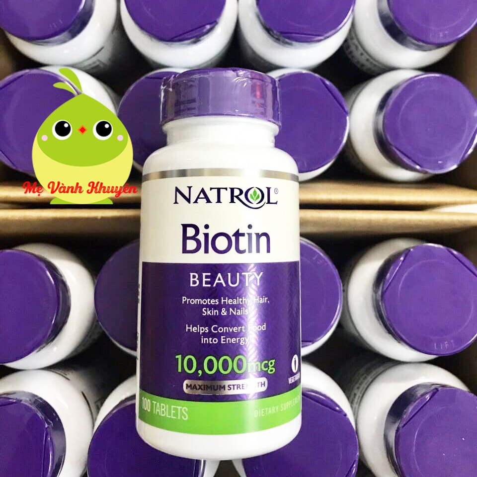 Hỗ trợ mọc tóc khỏe móng Natrol Biotin Maximum Strength 10000mcg, Mỹ (100v)