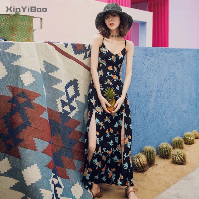 Maxi xẻ tà hai bên đan dây lưng (Order 7-10 ngày)