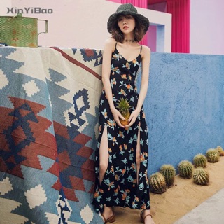 Maxi xẻ tà hai bên đan dây lưng