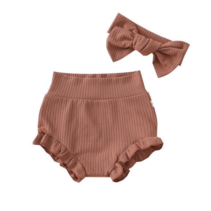 Quần đùi cho bé trai bé gái kèm Turban, mẫu quần chất vải thun gân co dãn siêu dễ thương từ 3-12kg