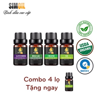 Combo 4 lọ 10ml tinh dầu xông phòng, tinh dầu thơm phòng SIMOIL, tinh dầu sả, tinh dầu lavender