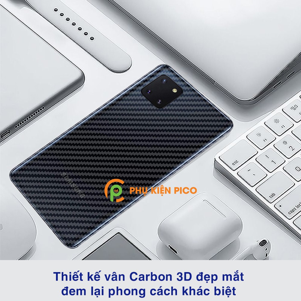 Dán lưng Samsung Note 10 Lite trong suốt nổi vân Carbon 3D tản nhiệt tốt - Dán lưng Carbon Samsung Galaxy Note 10 Lite