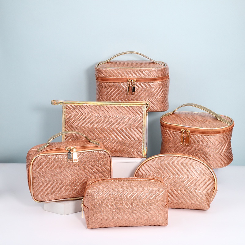 Túi Đựng Mỹ Phẩm Chống Thấm Nước Đính Ngọc Trai Thời Trang Âu Mỹ