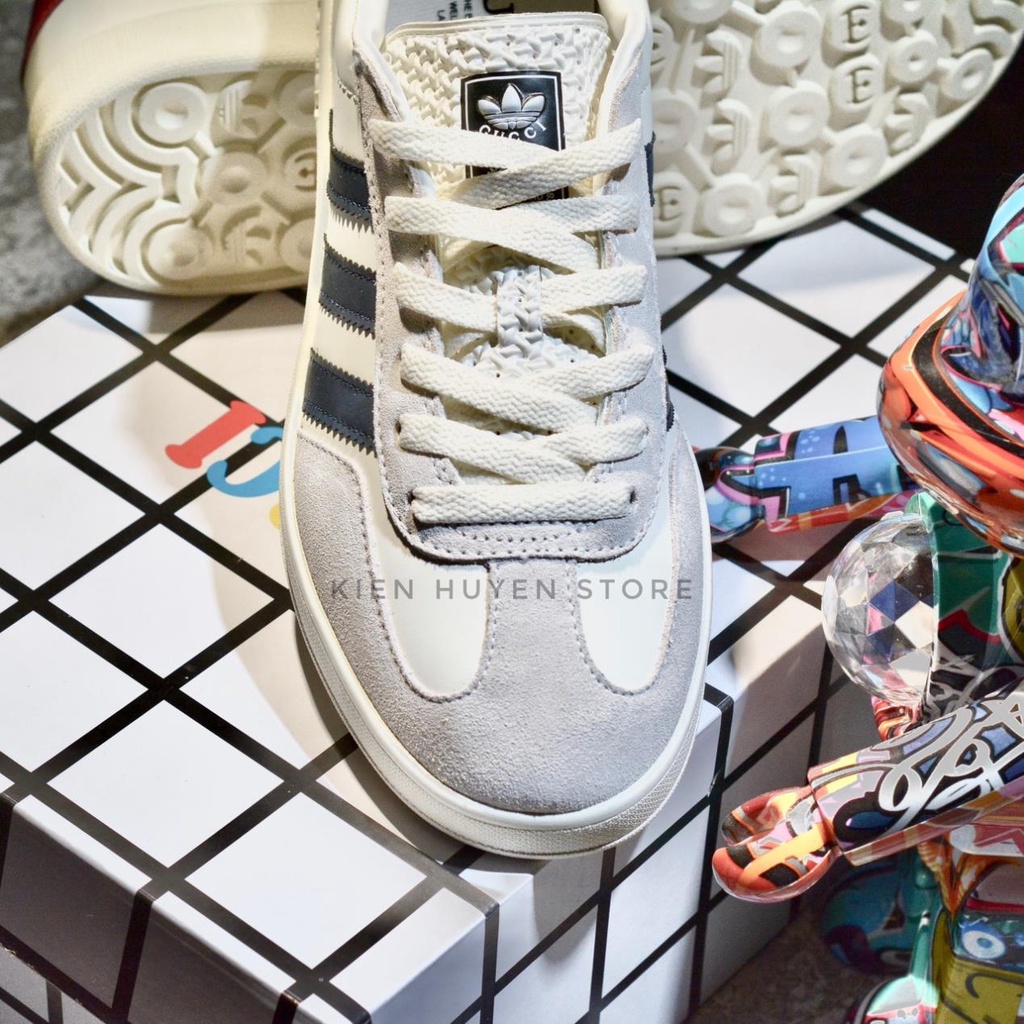 Giày thể thao Sneakers Gucci x Adidas Originals Gazelle HQ8853, Giày thể thao adidas gucci GAZELLE WHITE DA THẬT
