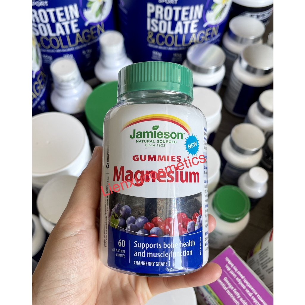 Viên bổ sung magie Jamieson’s magnesium gummies 20mg, vị việt quất-nho 60 viên, hsd 2024